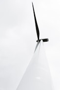 Close-up of a wind turbine being installed on-site.