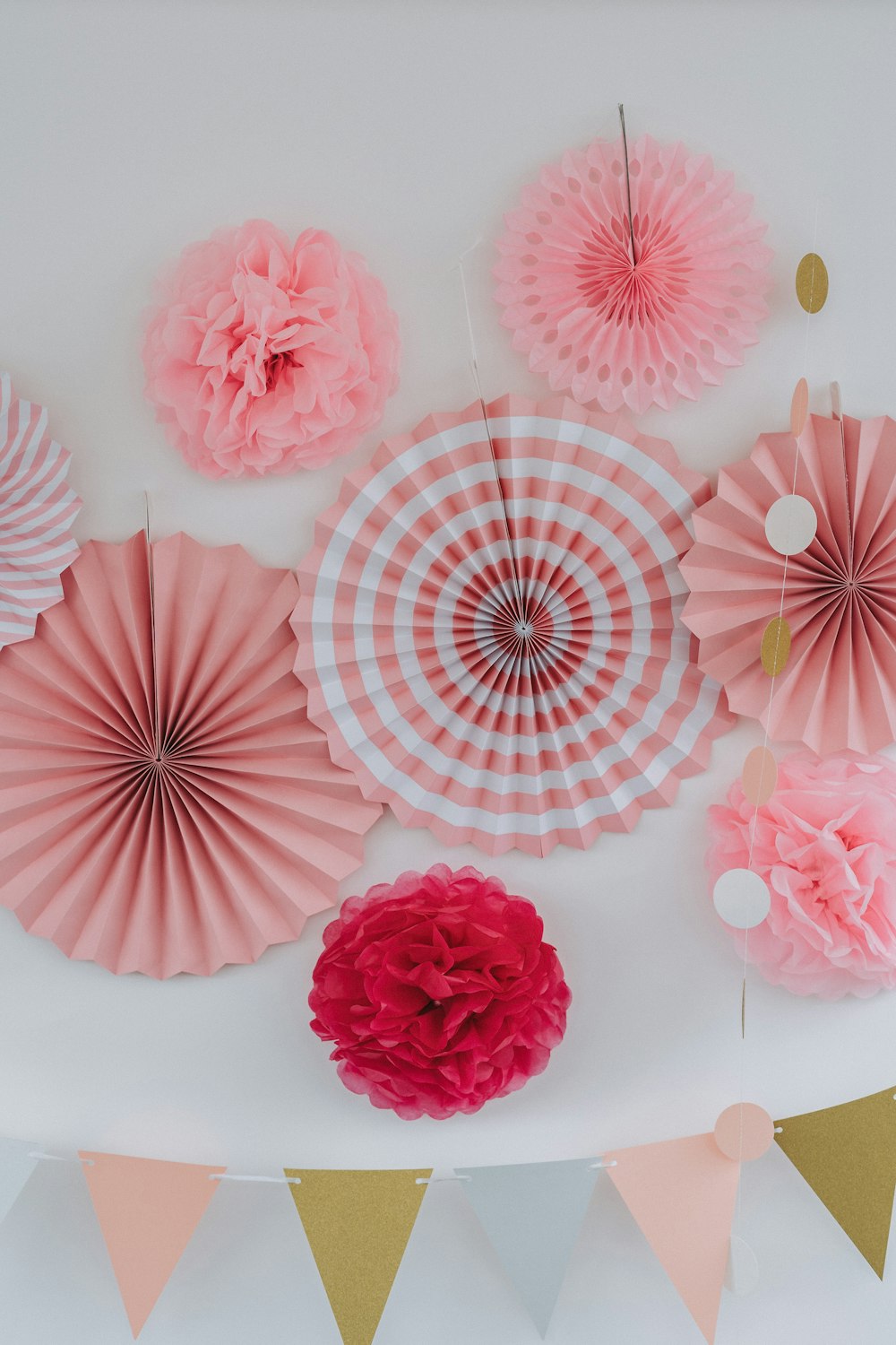 pink and white floral umbrella