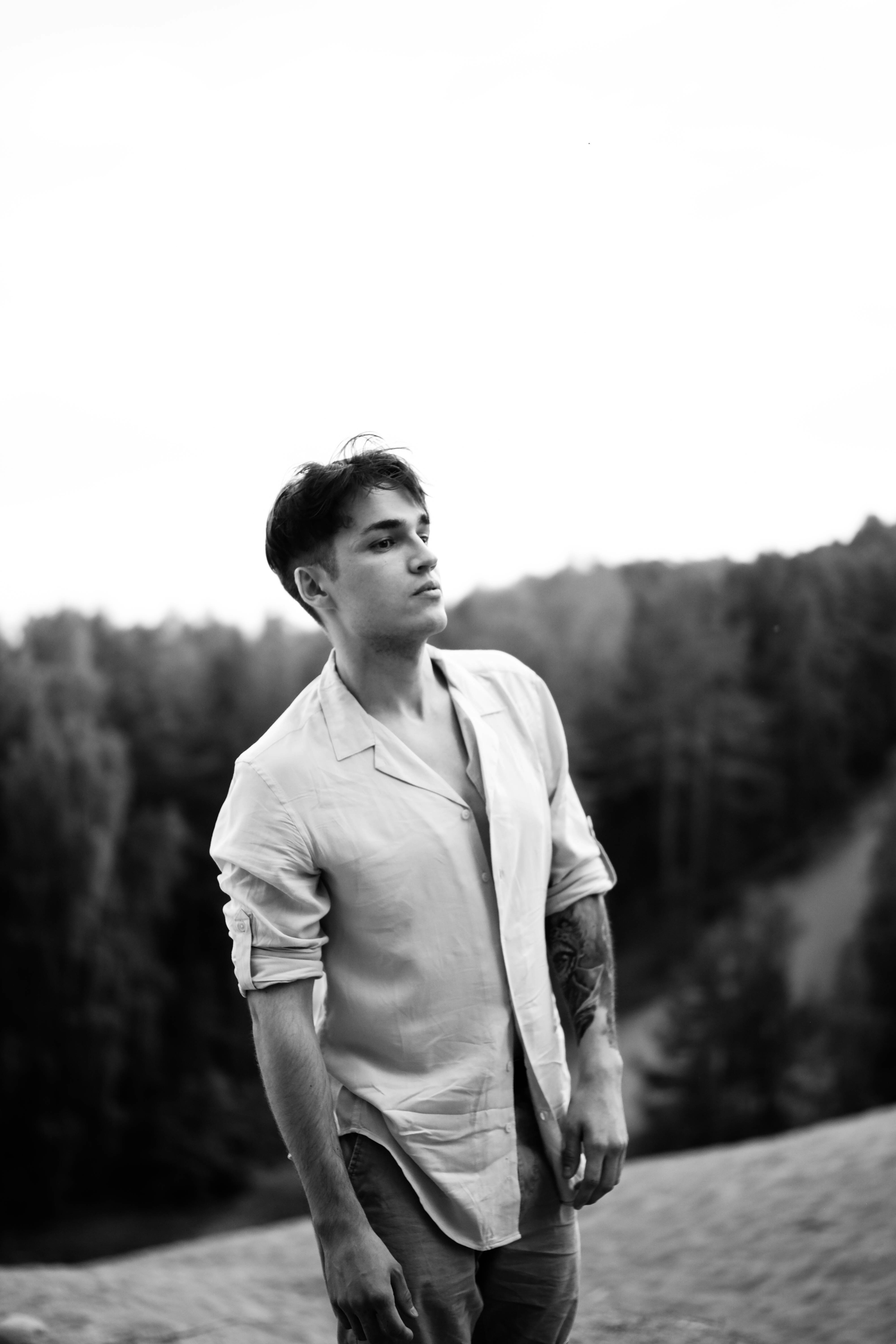 grayscale-photo-of-man-in-dress-shirt-photo-free-clothing-image-on