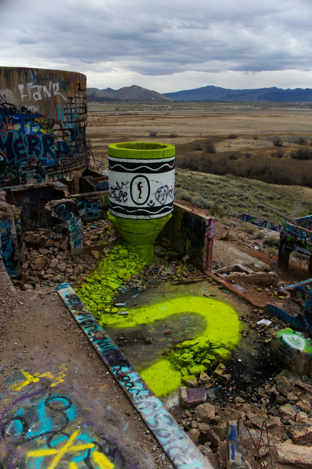 green and white labeled can