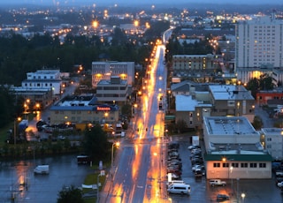 cars on road during night time