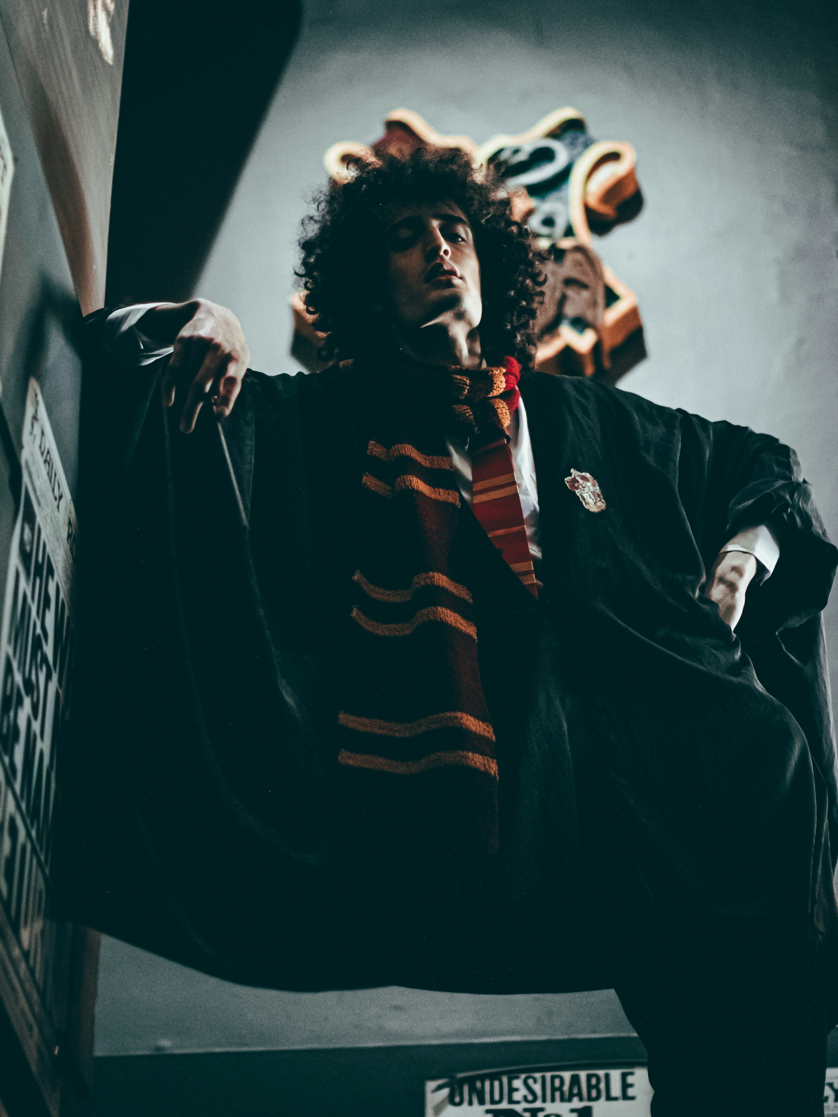 man in black and white jacket