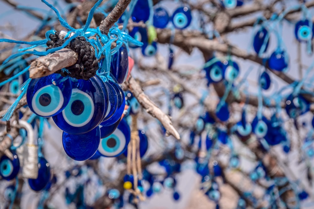 blue and yellow round ornament