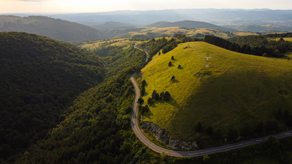 aerial view of green mountains