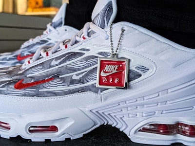 Close-up of a rare Air Max sneaker with detailed stitching and vibrant colors.