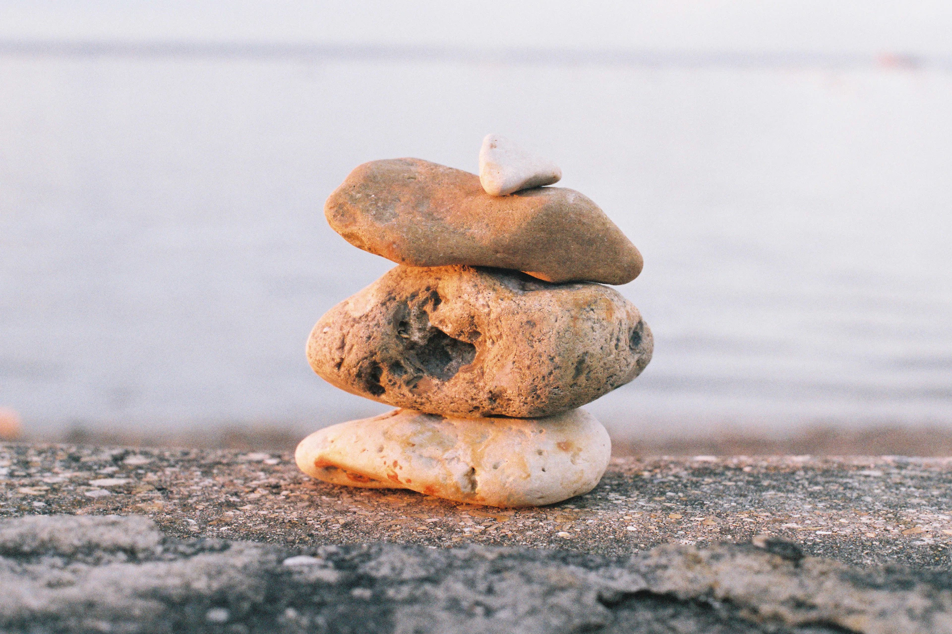 A balanced stack of smooth stones