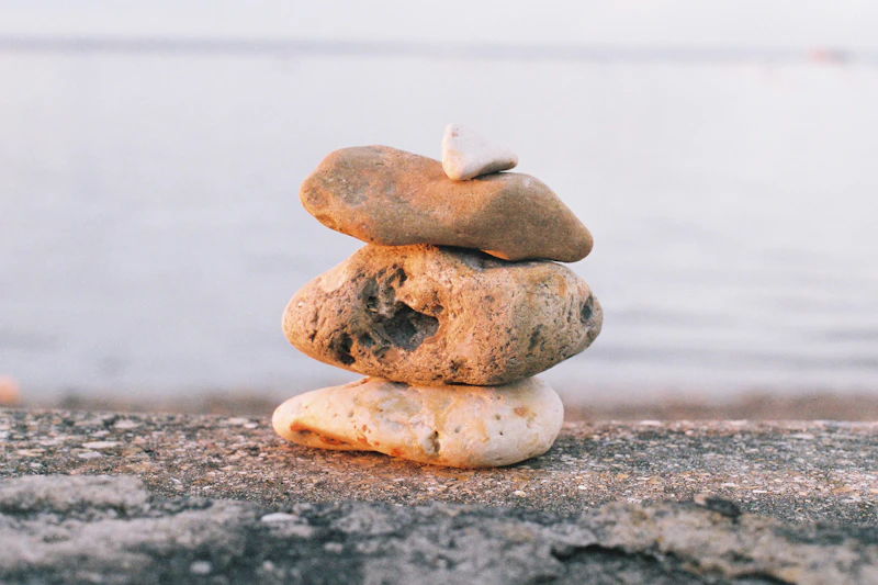 A balanced stack of smooth stones