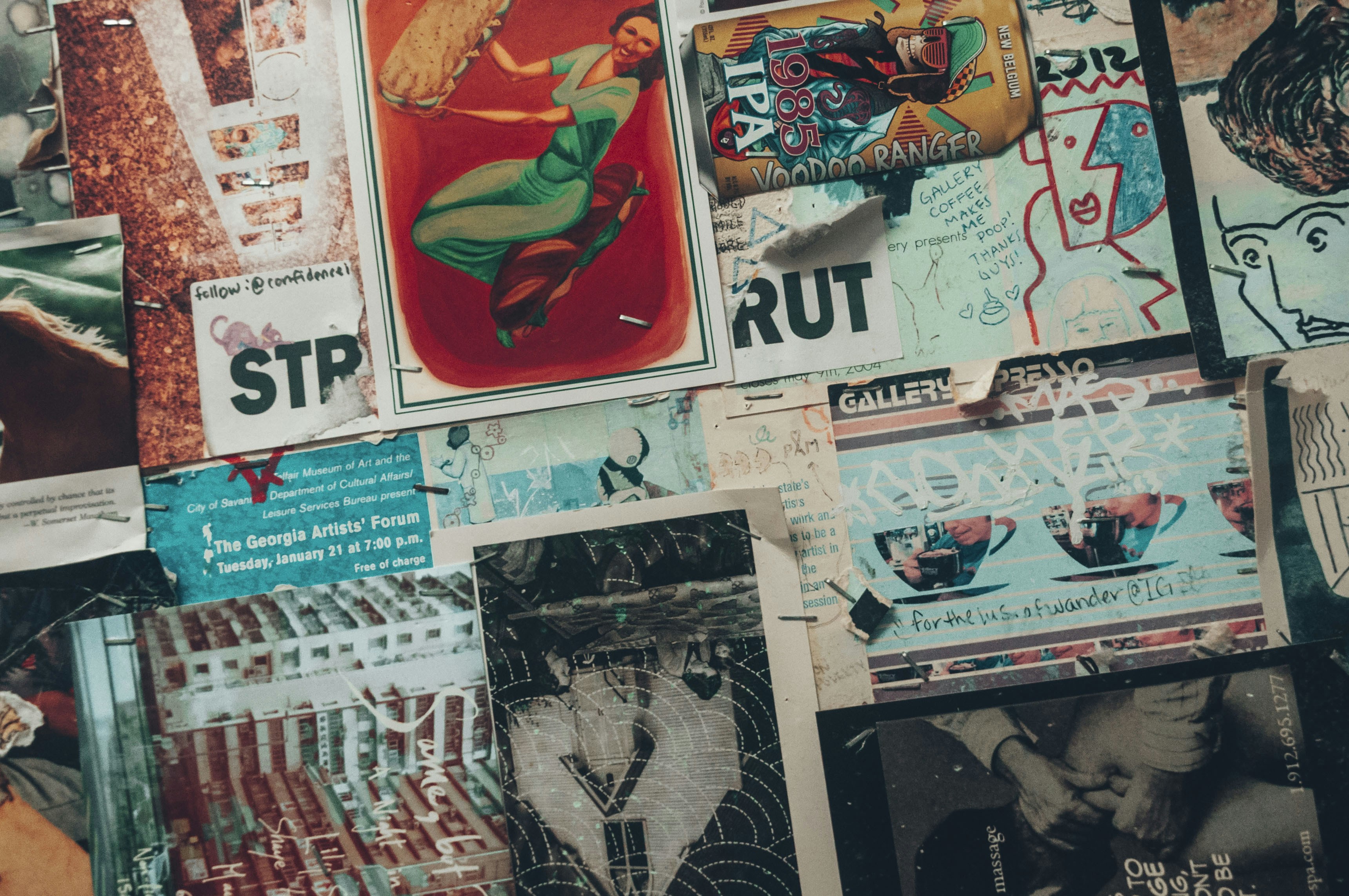 red and green bird illustration layered teams background