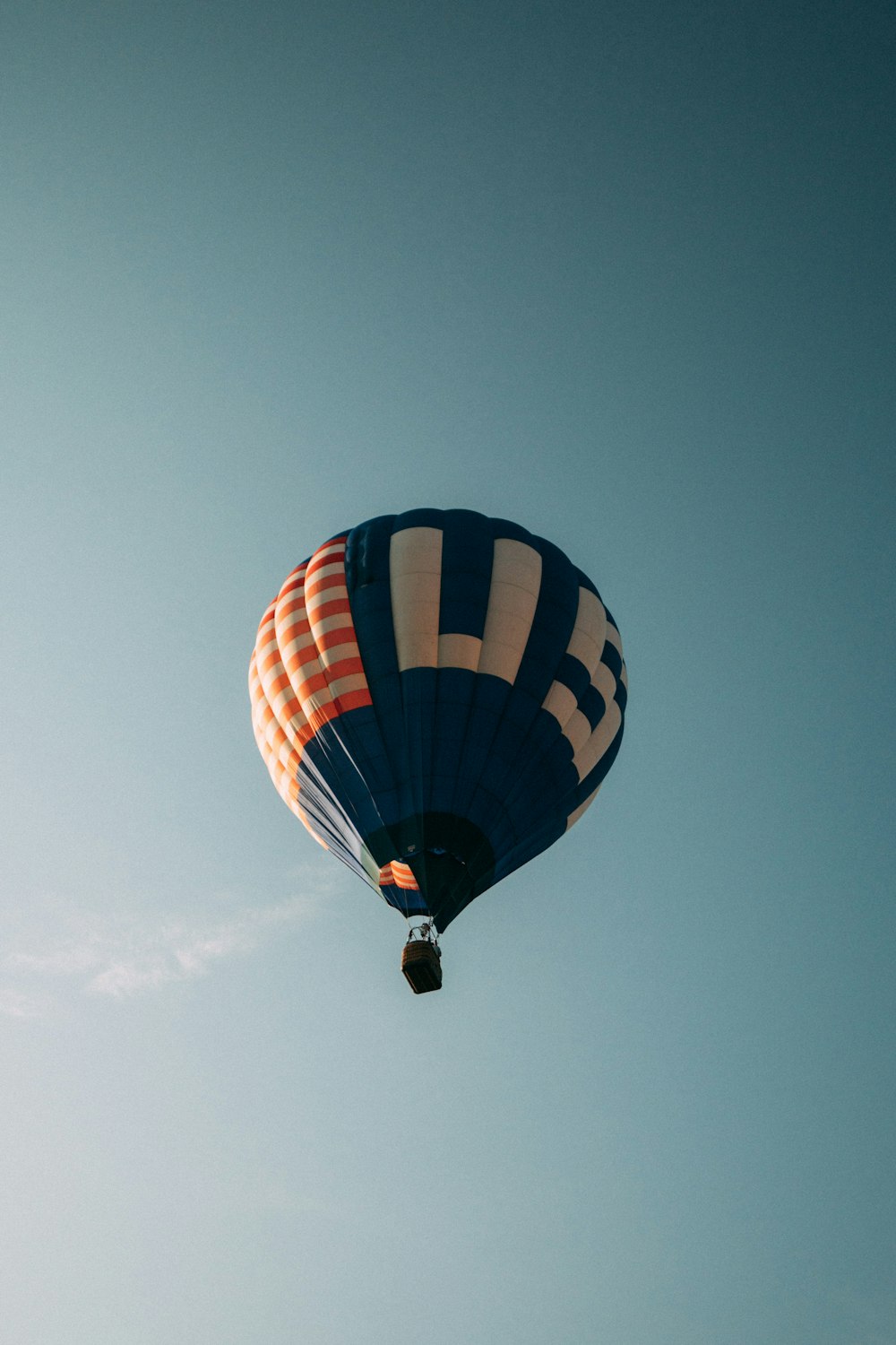 blue red and yellow hot air balloon