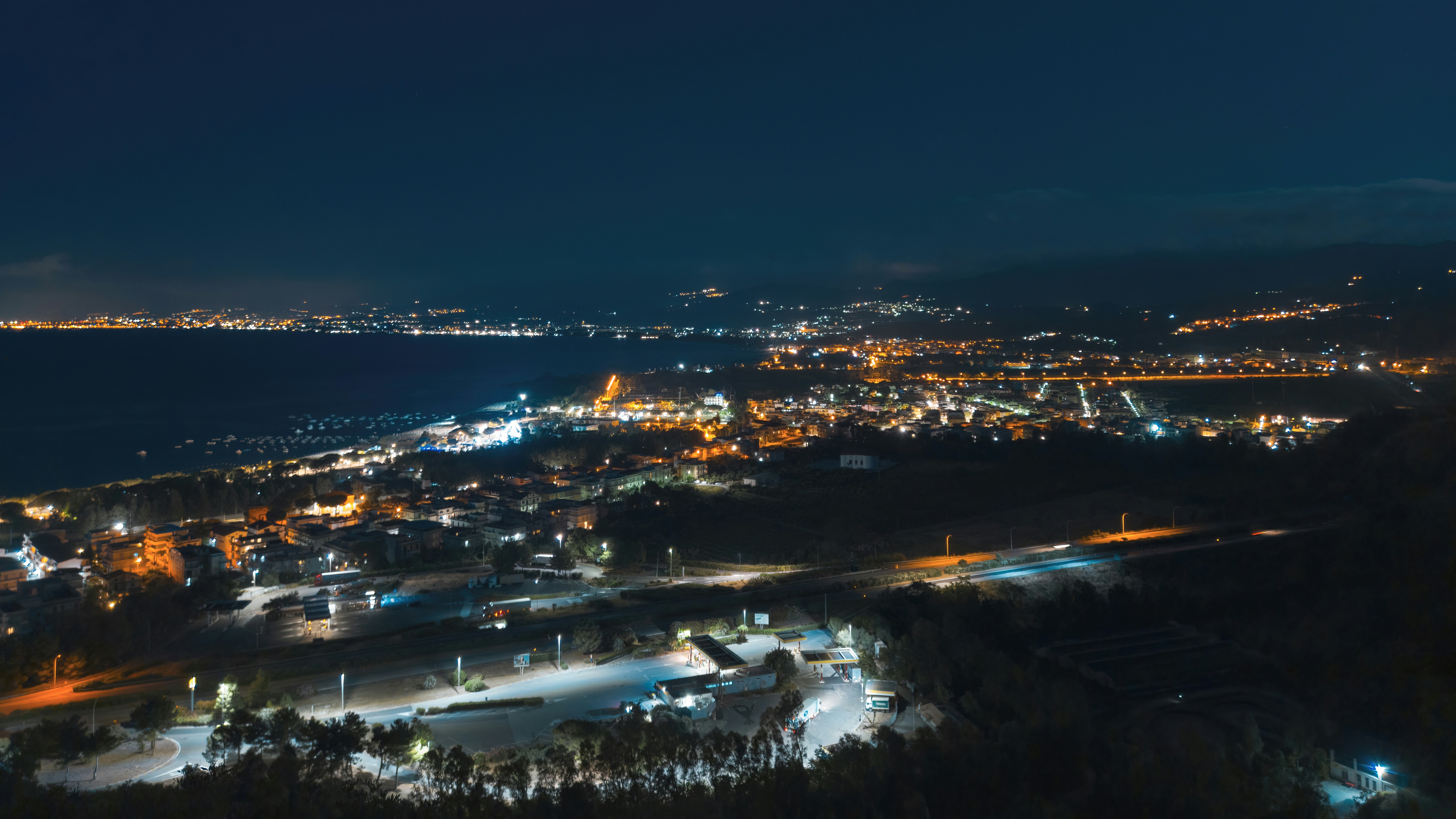 city lights during night time