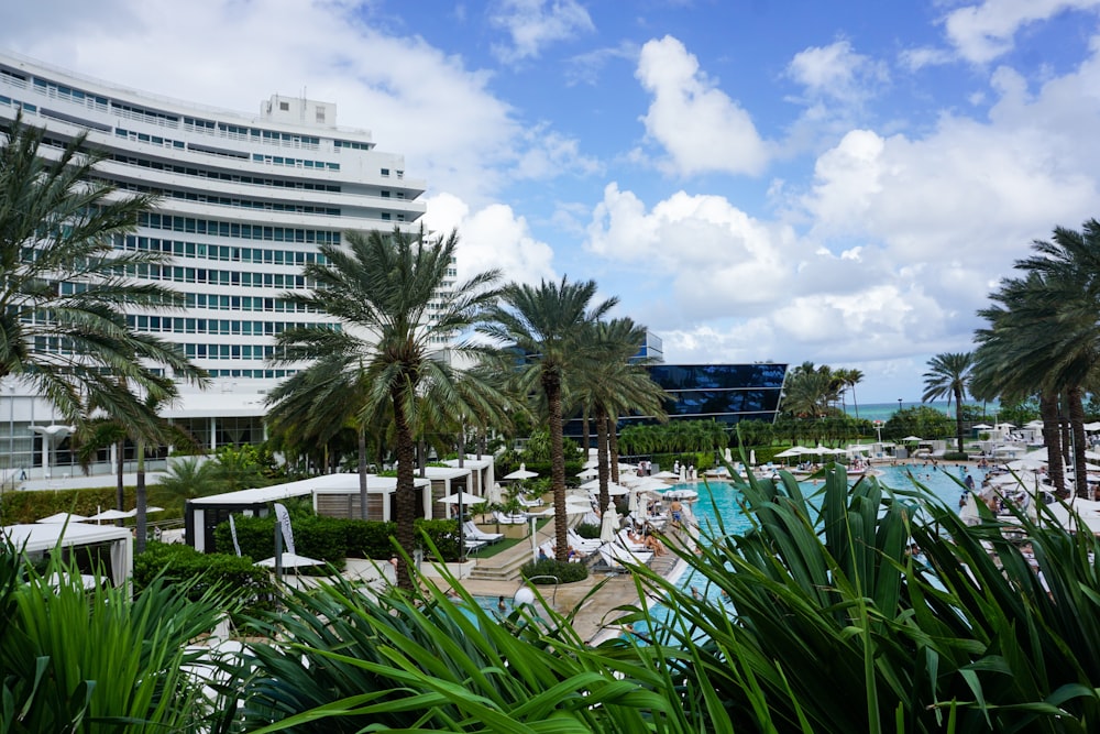 green palm trees near white concrete building during daytime