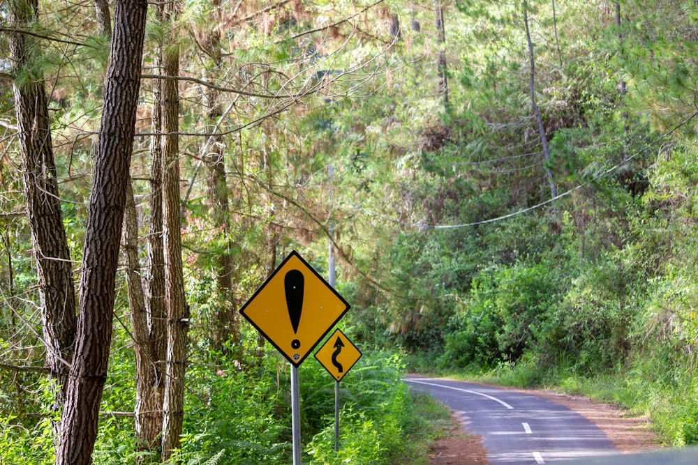 yellow and black road sign