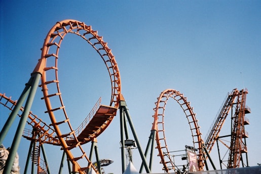 a roller coaster at an amusement park