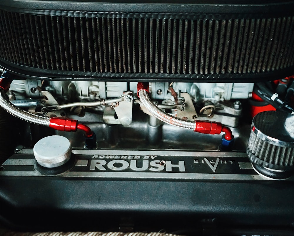 black and silver car engine bay