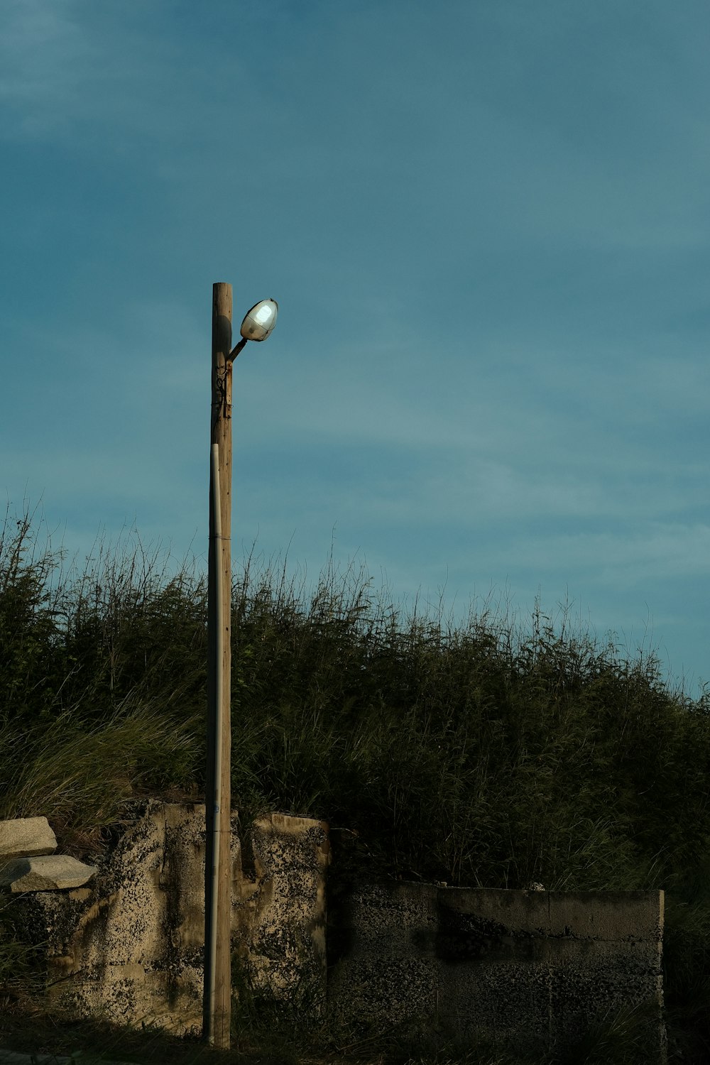 white and black post lamp