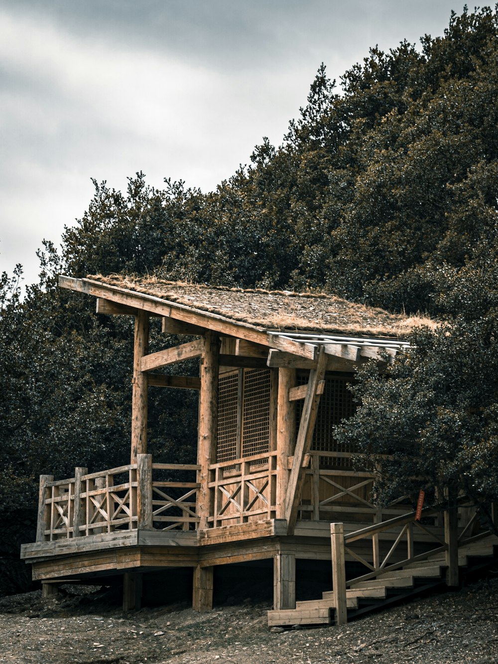 brown wooden house surrounded by trees during daytime