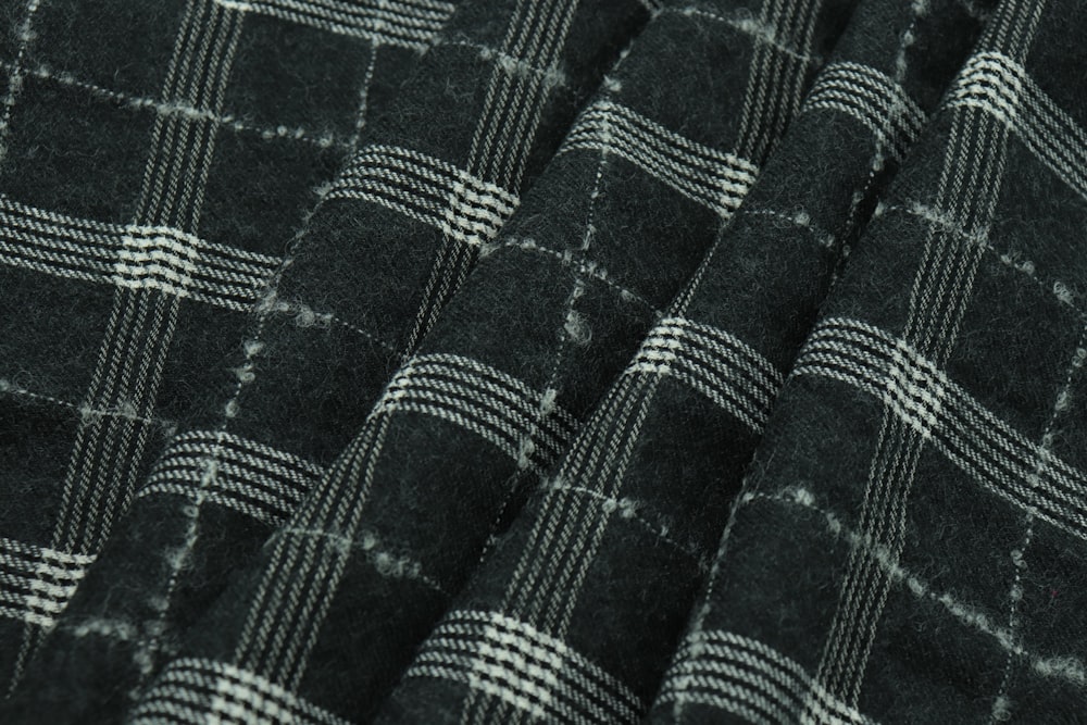 black and white plaid textile