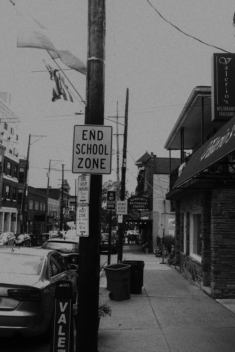 grayscale photo of stop sign