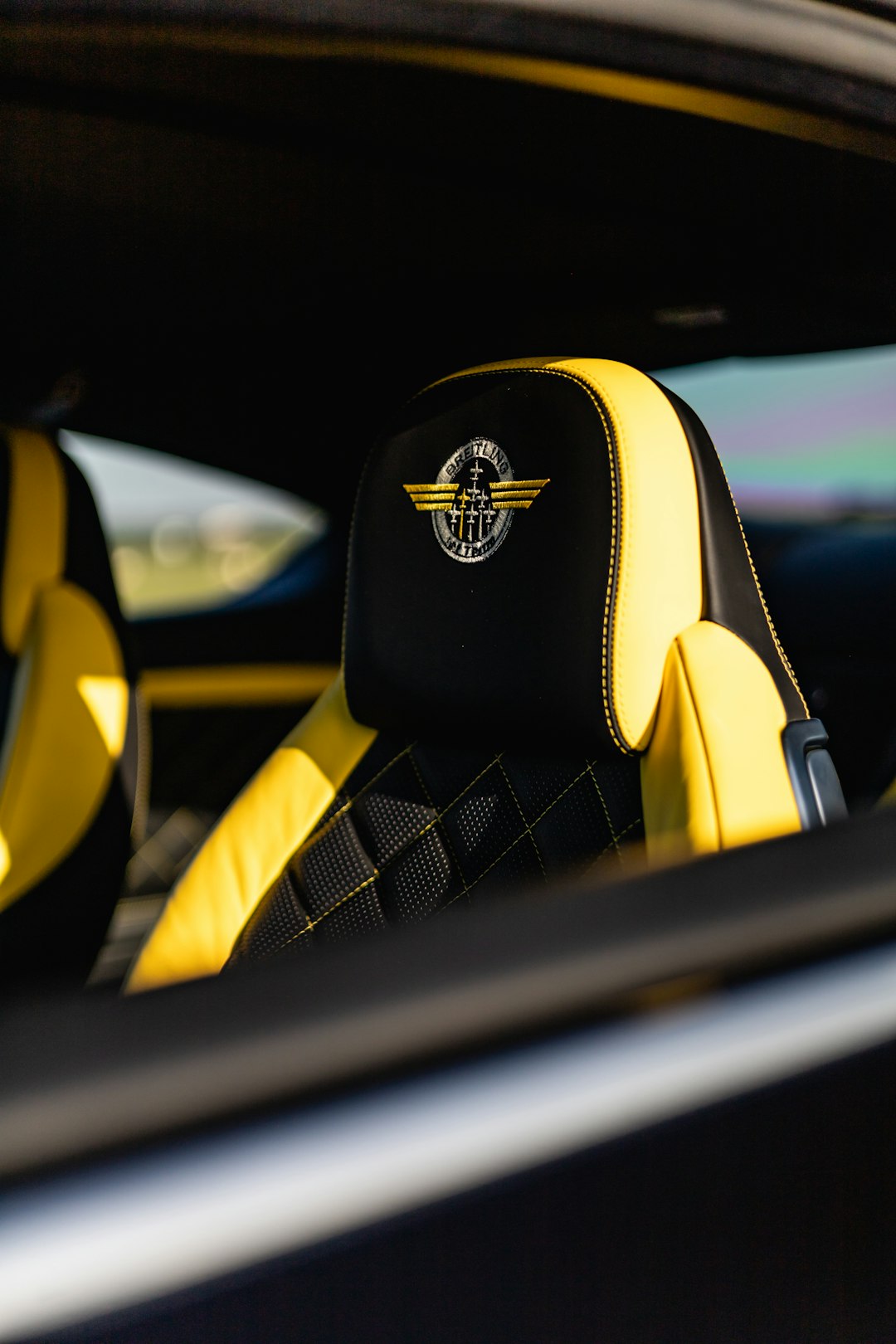 black and yellow car seat