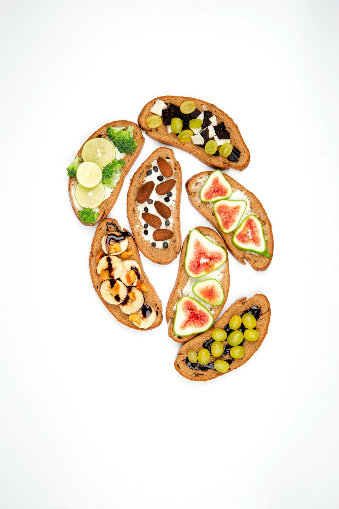 brown bread with green and brown toppings