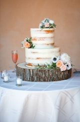 white and brown cake on brown woven tray