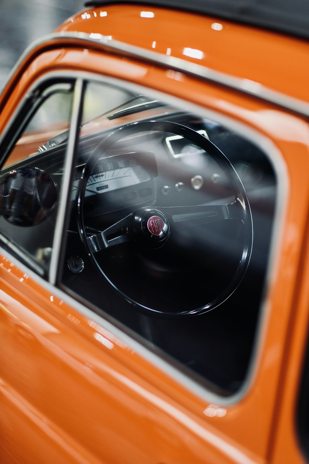 orange and black car door