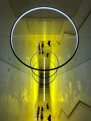 yellow and black metal tunnel