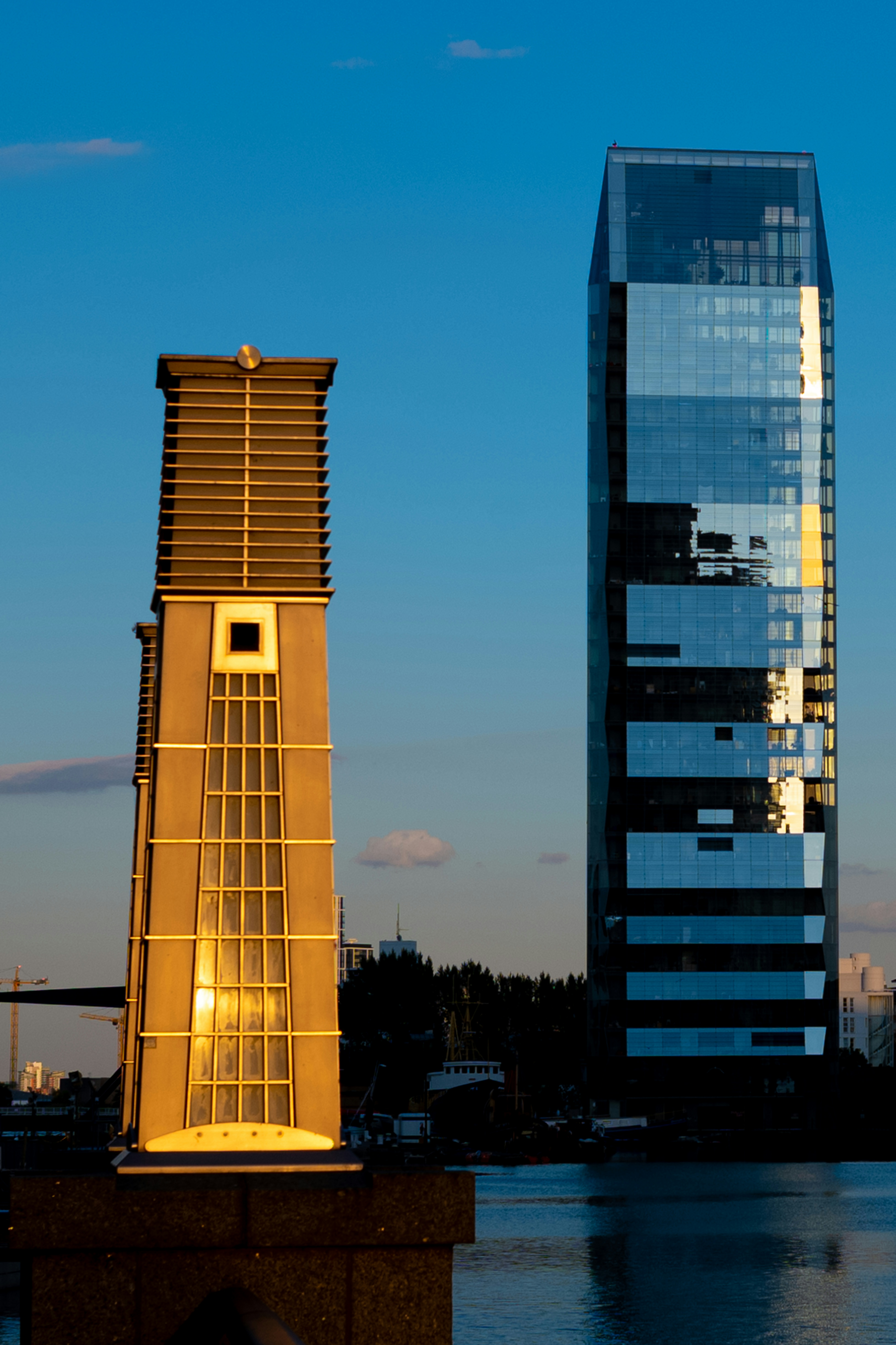 brown and blue high rise building