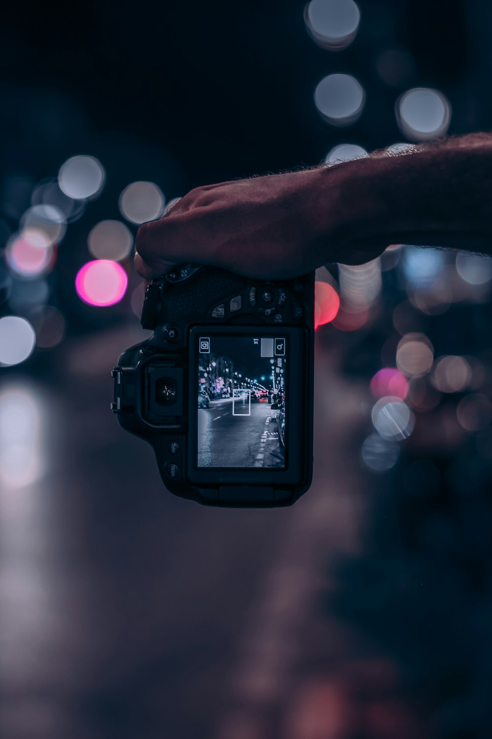 person holding black dslr camera