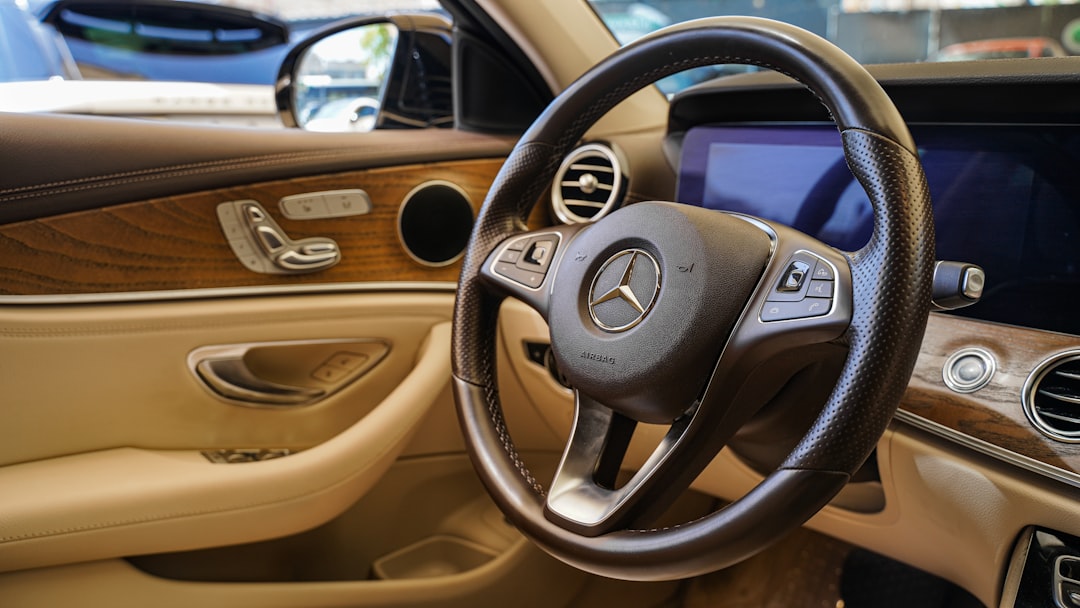 brown and black bmw steering wheel