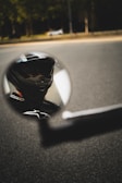 black helmet on black table