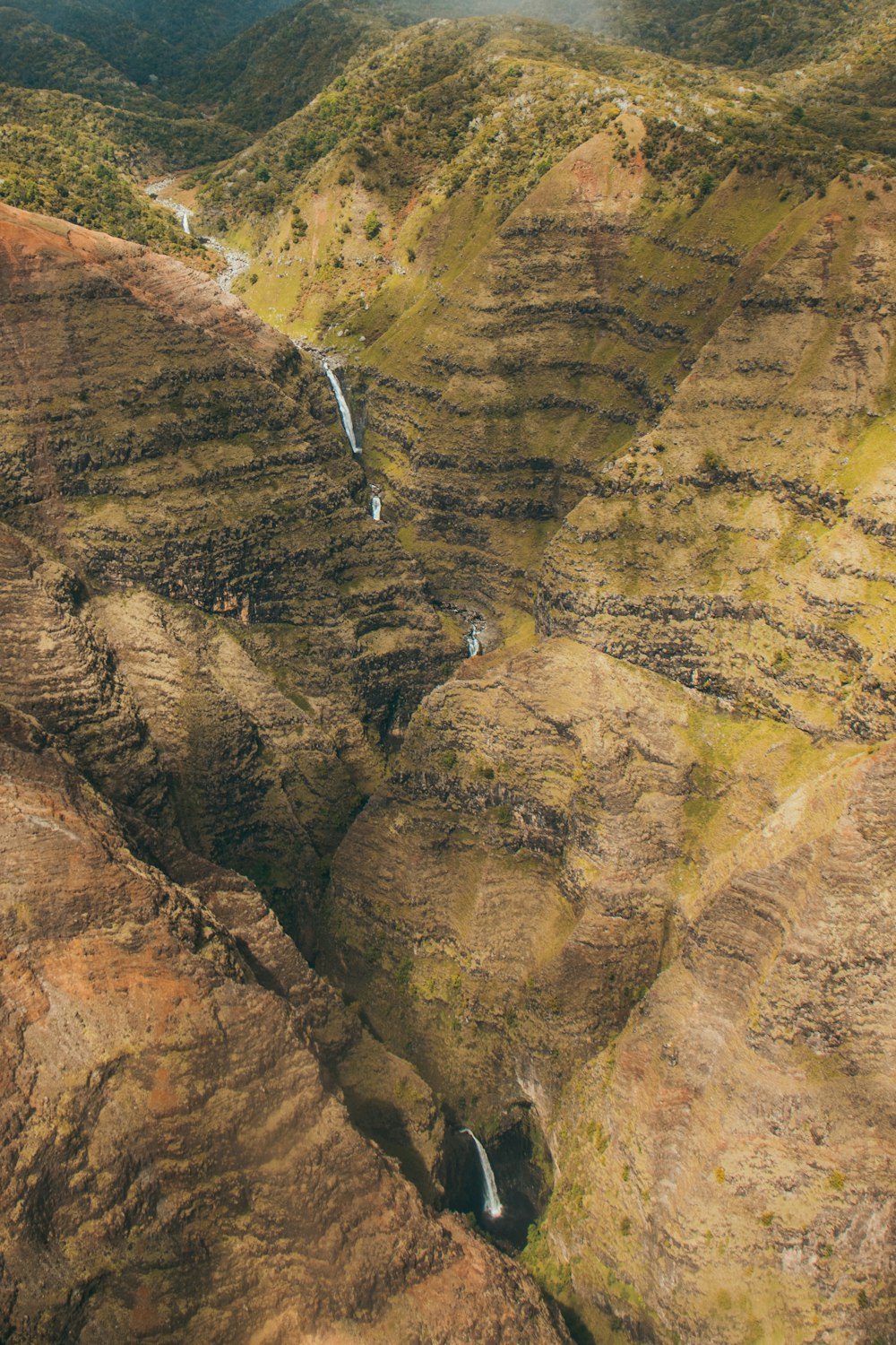 brown and green rock formation