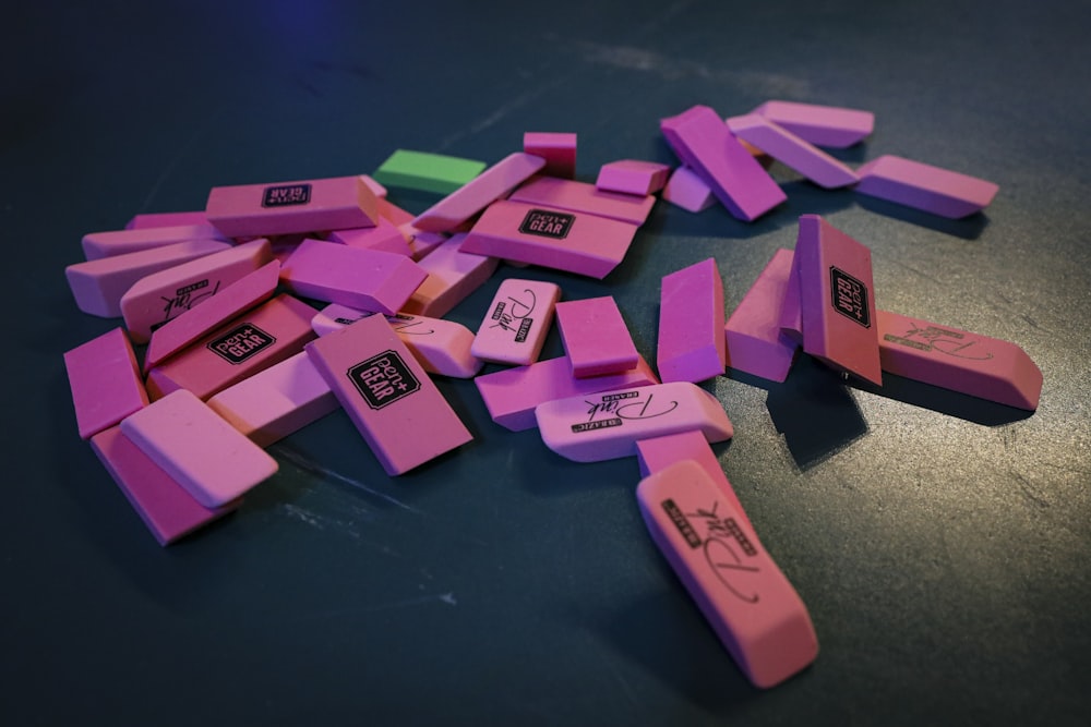 pink and purple plastic blocks