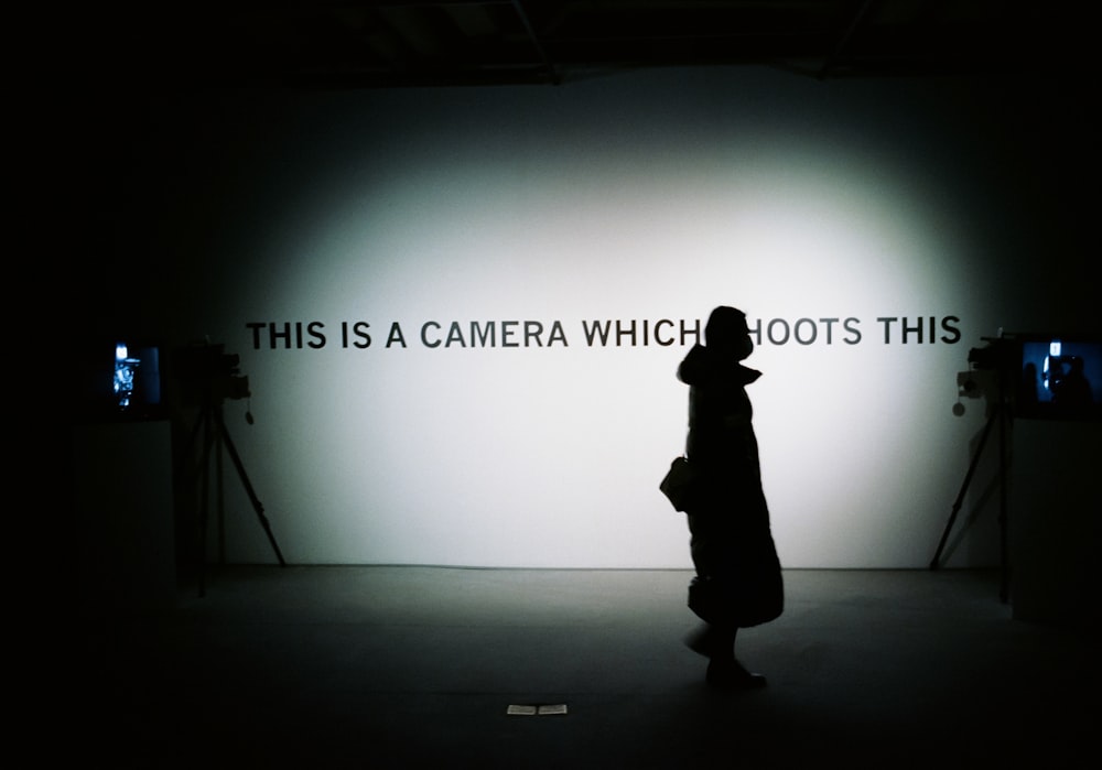 silhouette of person standing on stage