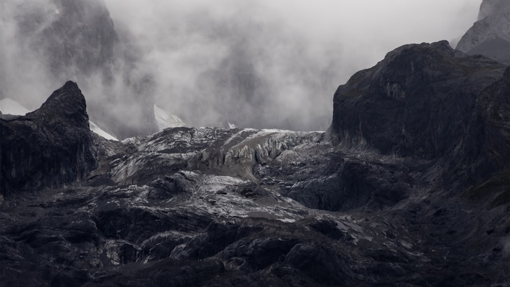 black and white rocky mountain