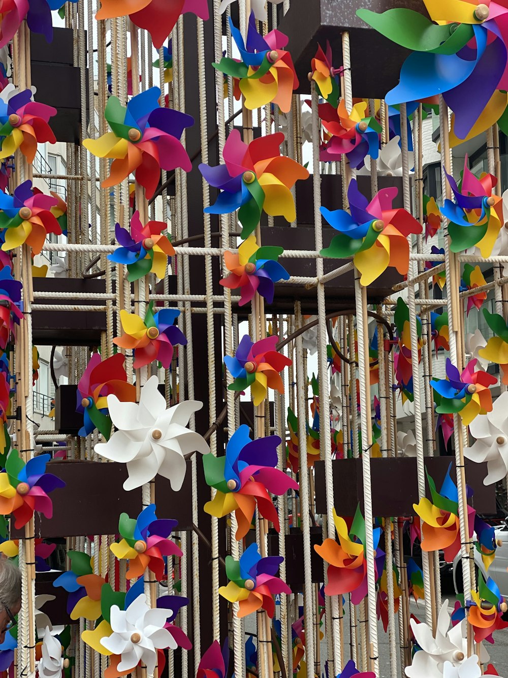 multi colored paper umbrella decor