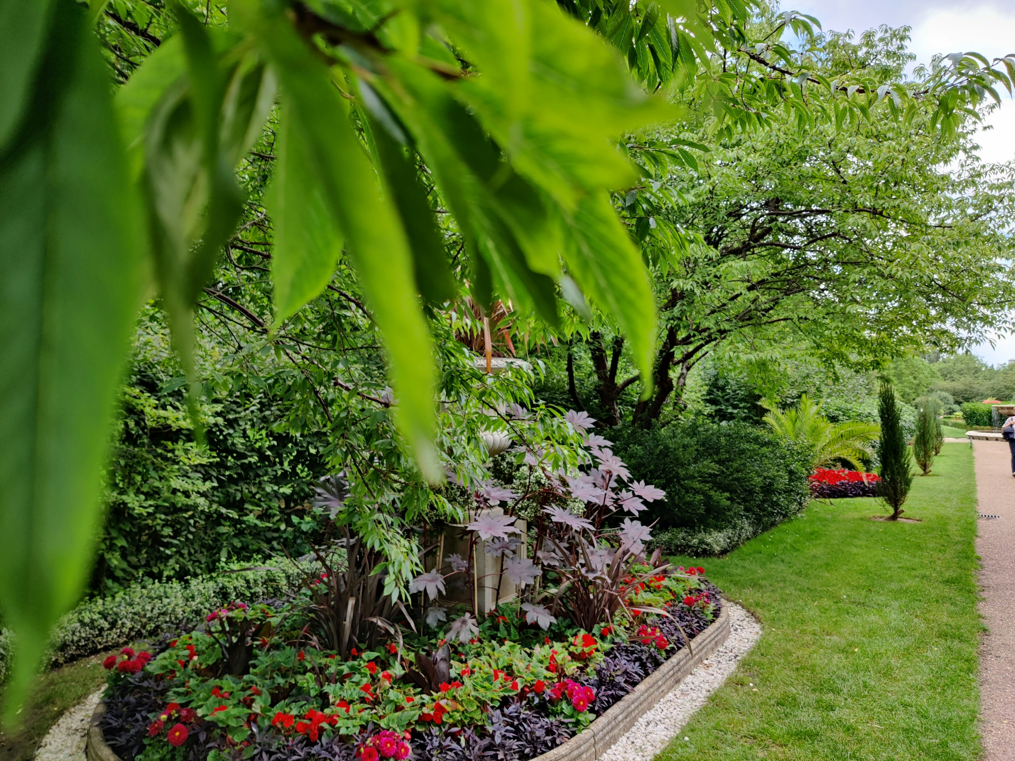 Renovated flower bed with layered color and foliage