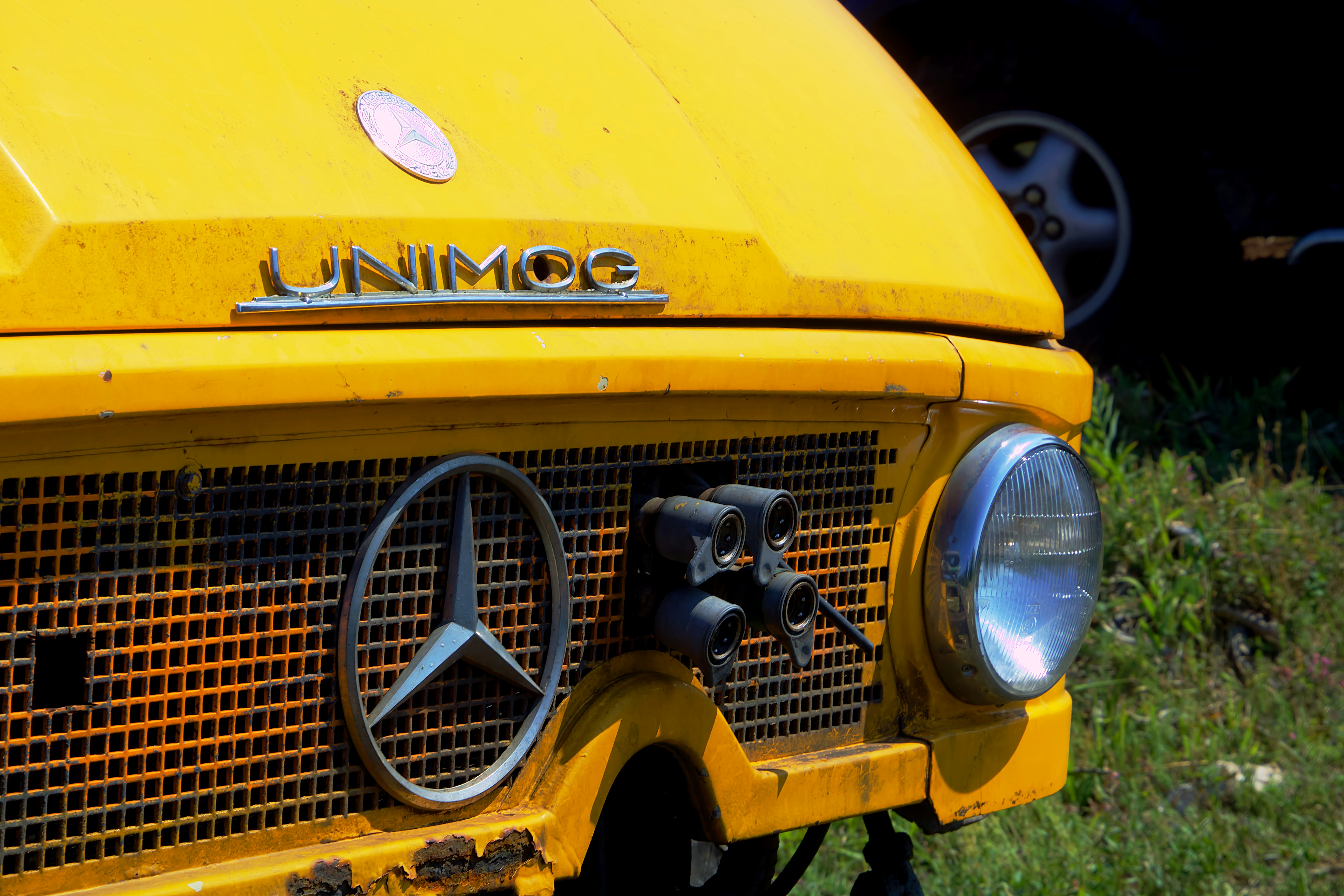 yellow and black classic car