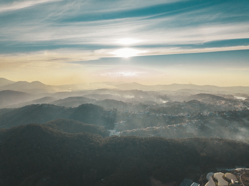 aerial view of green mountains during daytime