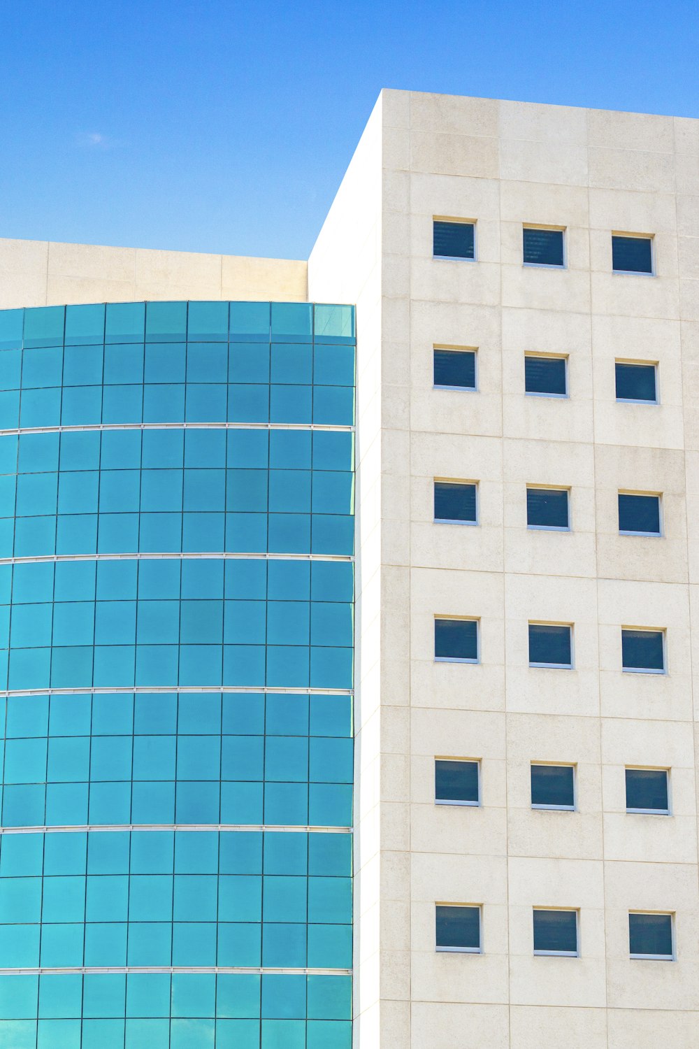 blue and white concrete building