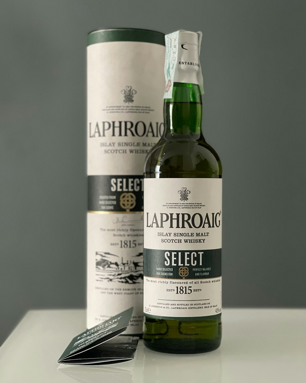 a bottle of laphroac select single malk