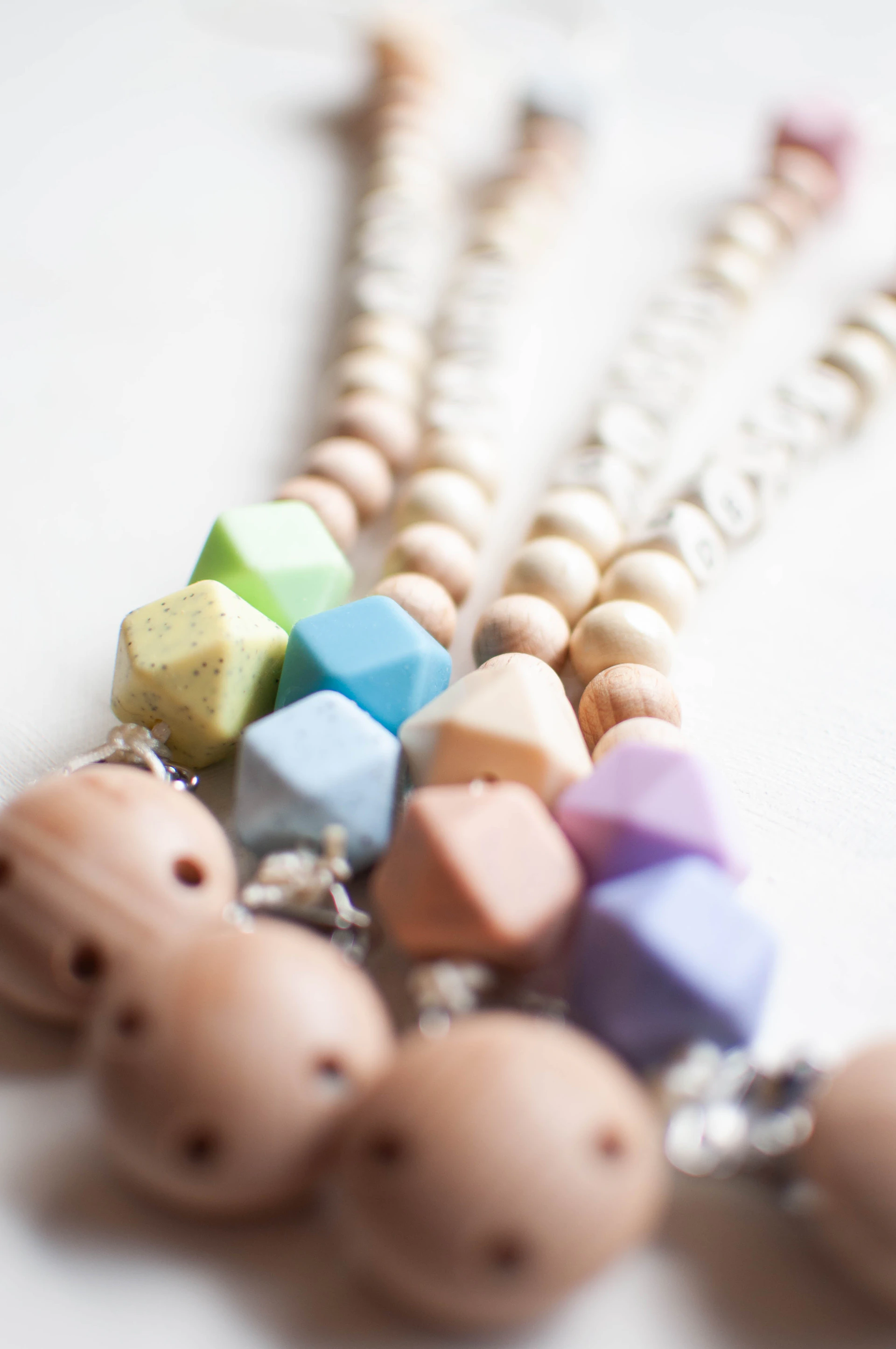white and pink heart shaped beads