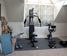 black and gray exercise equipment