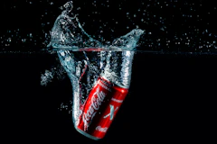 coca cola can with water