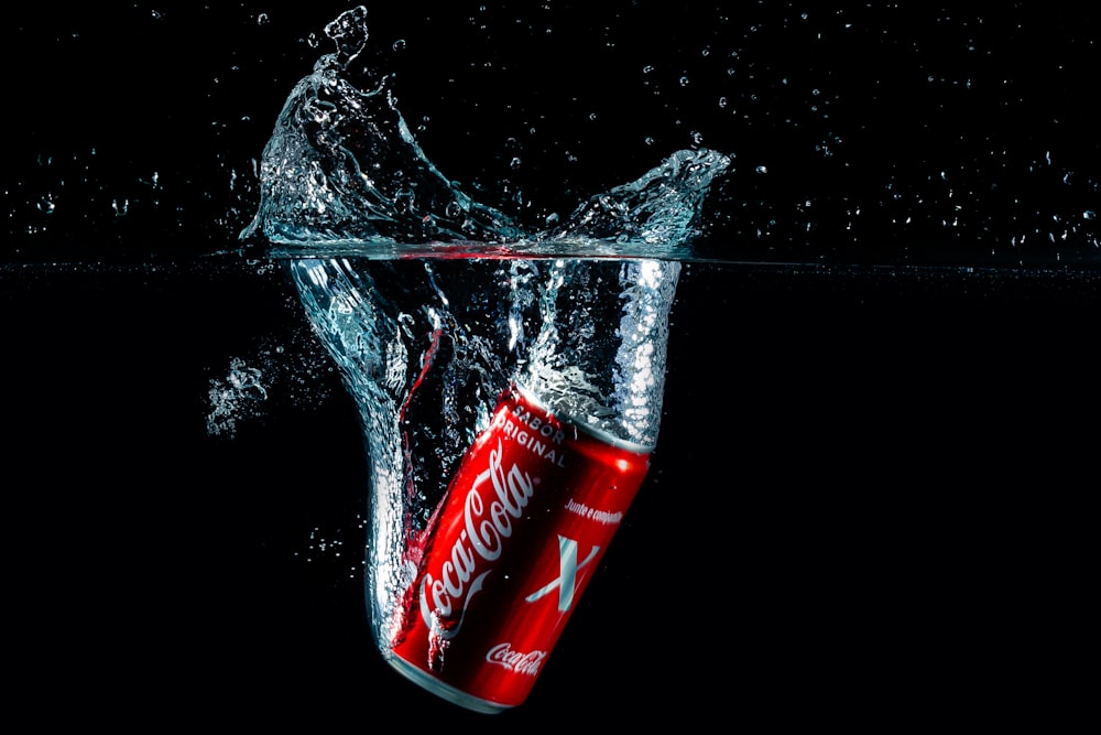 coca cola can with water
