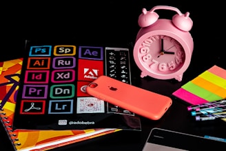 pink and white desk clock