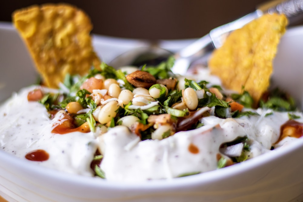 white ceramic plate with food