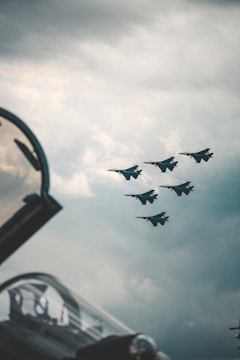 black jet plane in mid air during daytime