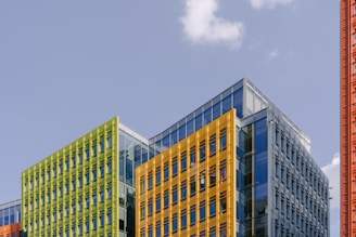 Modern engineering office building in Porto Alegre with clear skies