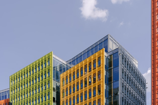 Modern engineering office building in Porto Alegre with clear skies